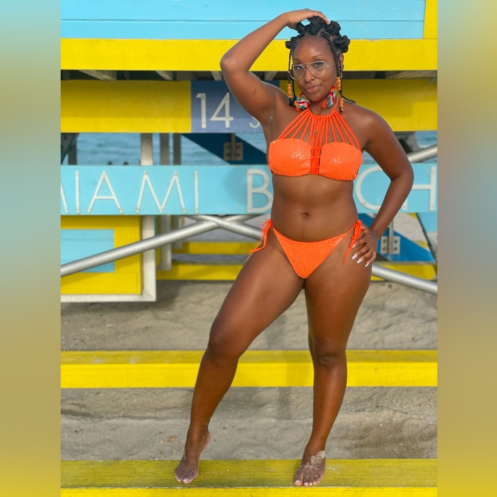 Shine & Sparkle Bikini - Tangerine 🍊